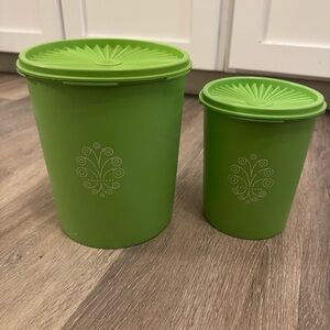 Vintage Tupperware Servalier Canisters Green Nesting Set of 2